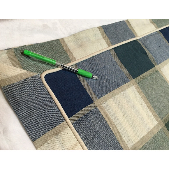 Park B Smith Blue Green Cream Block Plaid Std Shams (2) Linen-Look Cotton - Picture 8 of 10